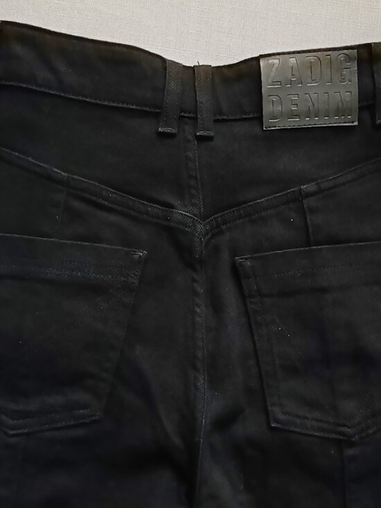 Zadig & Voltaire Eyes Denim Eco Flare Jeans Black Size 26 Cargo Pockets NWT - Picture 13 of 16